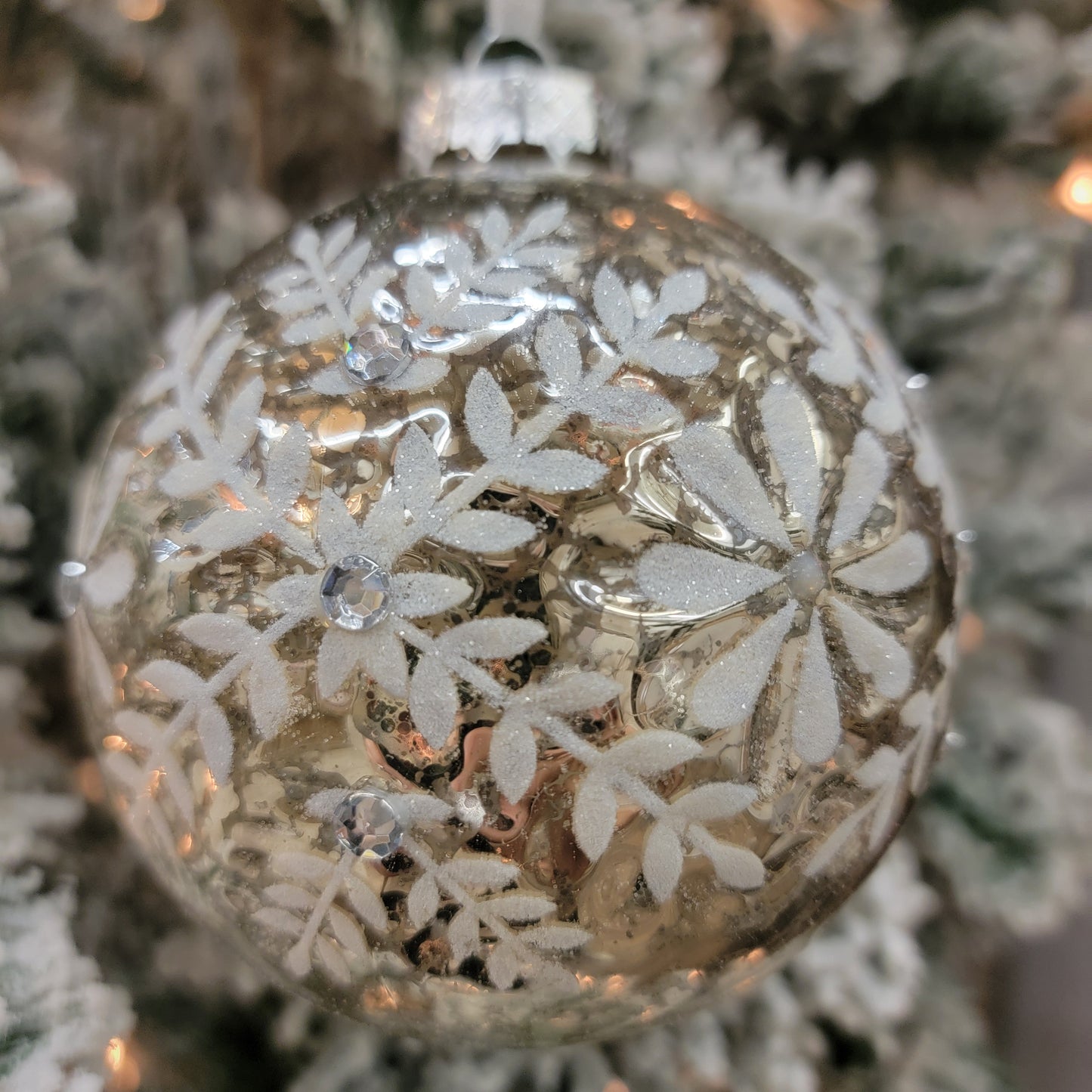 Mercury Glass & Snowflake 4in Ornament