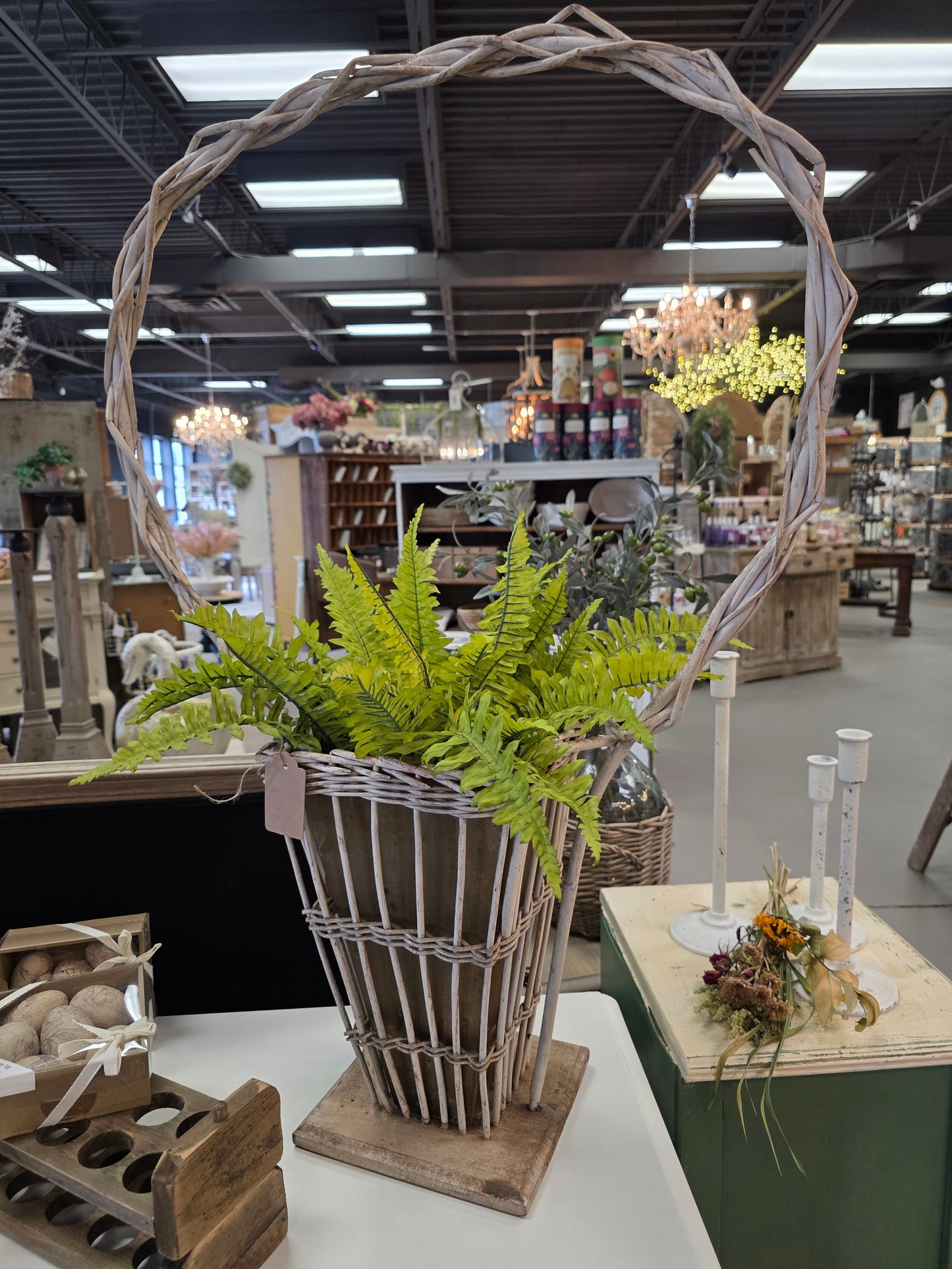 Vintage Handled Willow Basket Planter