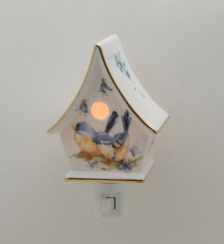 Bluebird Cottage - Porcelain Nightlight 24K Gold Trim