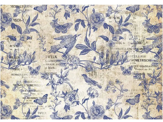 Blue Flight 0250  - A3 11.7x16.5 Rice Paper by Decoupage Queen