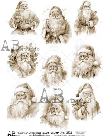 Sephia Santas  2112 - A4 8.3 x 11.7 Rice Paper by AB Studio