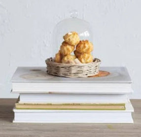 Decorative 5in Glass Cloche w/ Woven Willow Base