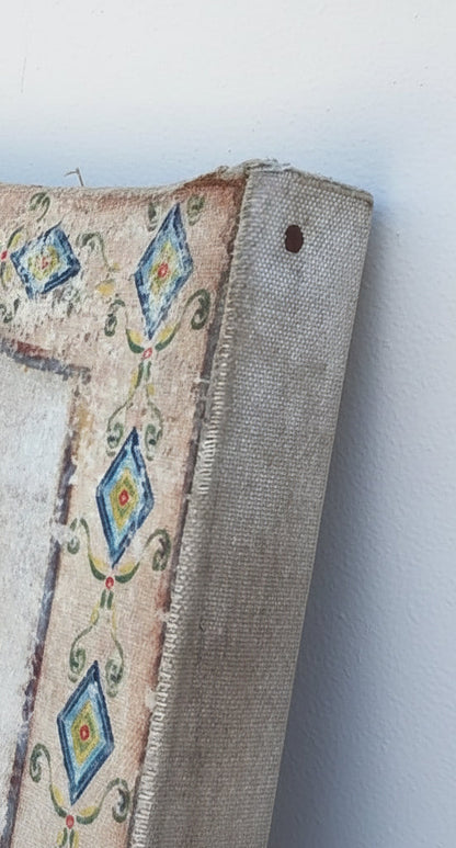 Vintage Four Panel French Chinoiserie Fabric Screen