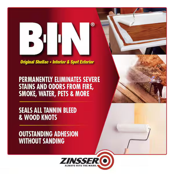 B-I-N White Shellac Stain & Odor Blocking Primer 13oz Spray by Zinsser
