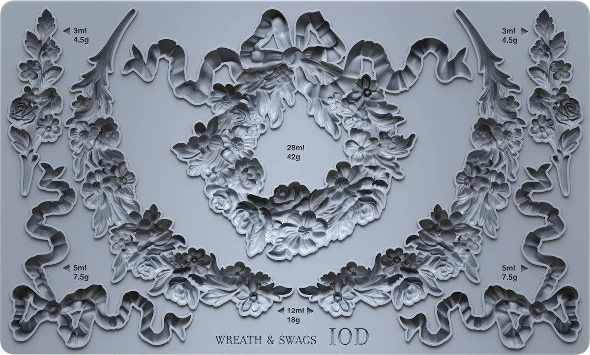 Wreath & Swags (𝗨𝘀𝗲𝗱 - 𝗟𝗶𝗸𝗲 𝗡𝗲𝘄) - IOD Decor Mould