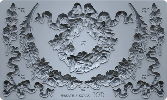 Wreath & Swags (𝗨𝘀𝗲𝗱 - 𝗟𝗶𝗸𝗲 𝗡𝗲𝘄) - IOD Decor Mould