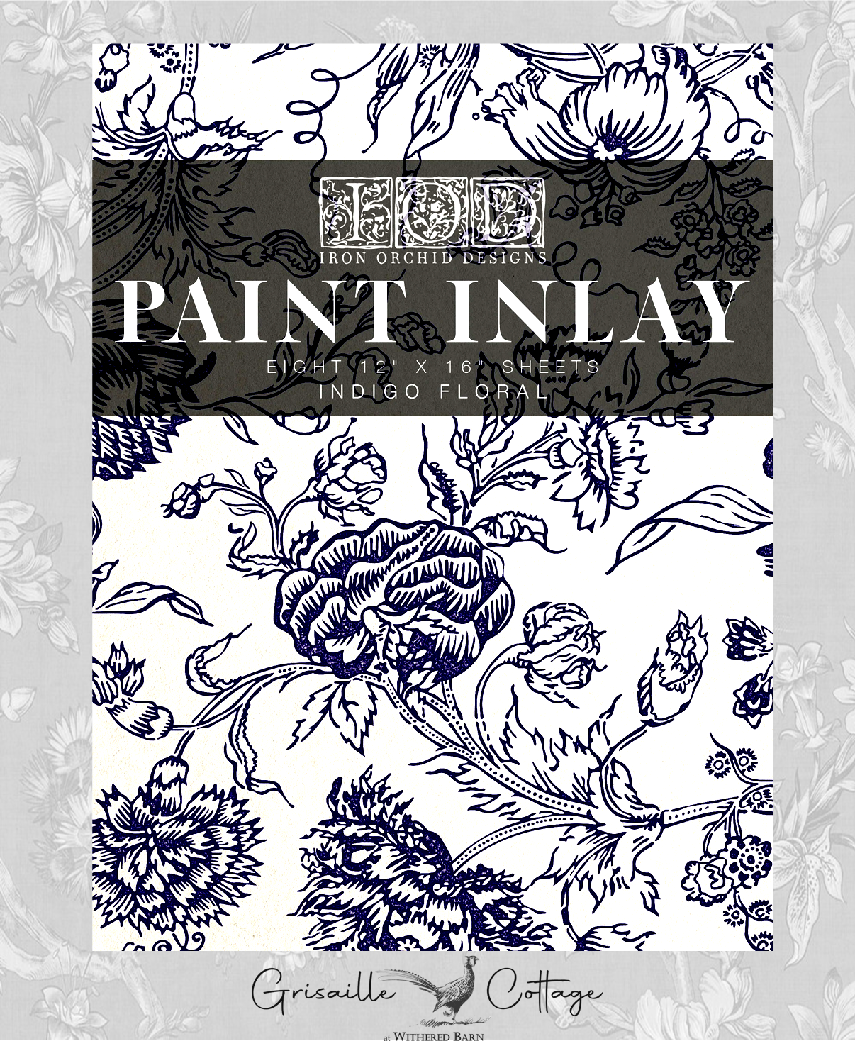 Indigo Floral - IOD Paint Inlay™ LIMITED EDITION